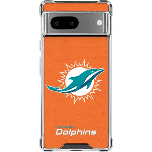 NFL Miami Dolphins Distressed- Orange Google Pixel 7a Clear Case